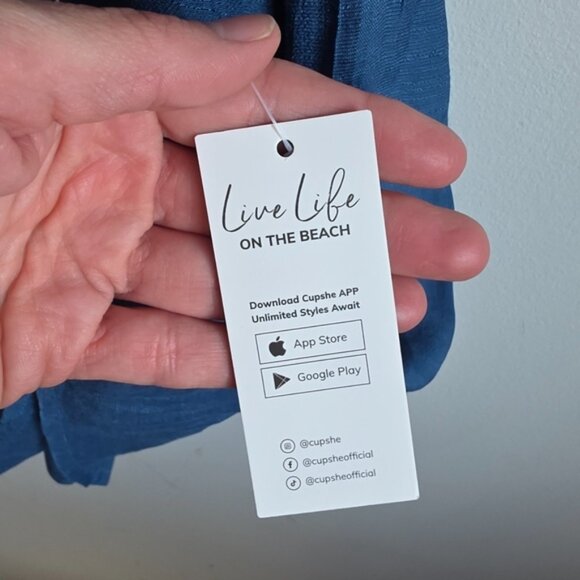 Cupshe Blue Relaxed Tunic Swim Coverup Sz Medium NEW - Picture 13 of 13